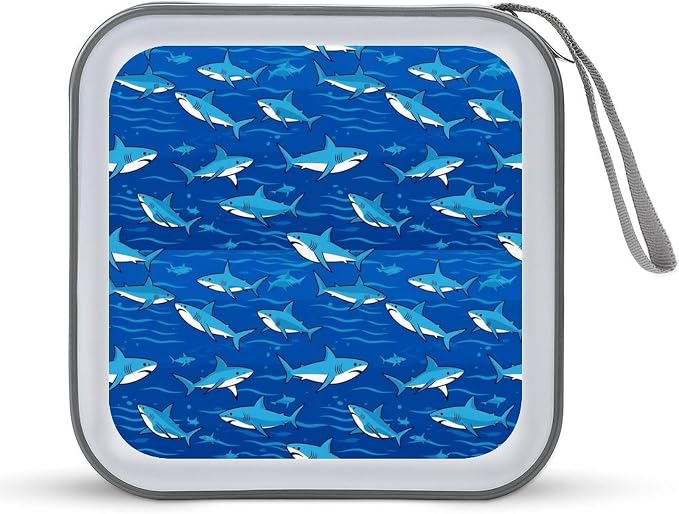 Sturdy DVD Case Blue Shark CD Holder Organizer Binder 40 Capacity | Disc Wallet Blue Shark Dustproof, Shockproof, Zipper Closure for Car Home Office