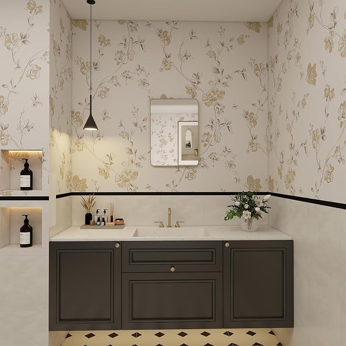 16x24 in Brushed Gold Medicine Cabinet with Mirror for Bathroom, Gold