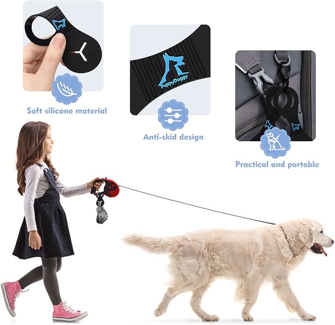 Dog Poop Bag Holder for Leash Waste Bag Carrier Dog Poop Bag Dispenser for Walking Running Bicycle Accessory 2 pieces (White)