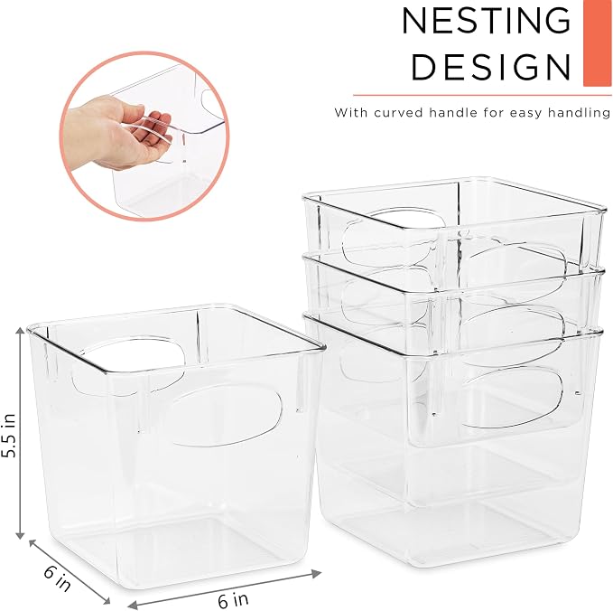 Sorbus Fridge Organizers and Storage, Clear Plastic Bins (Small, 8 Pack)