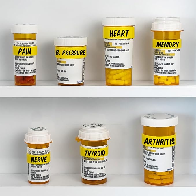 20 Pack Medicine Bottle Label Clips for Easy Medication Identification - 20ct Multipack with Marker