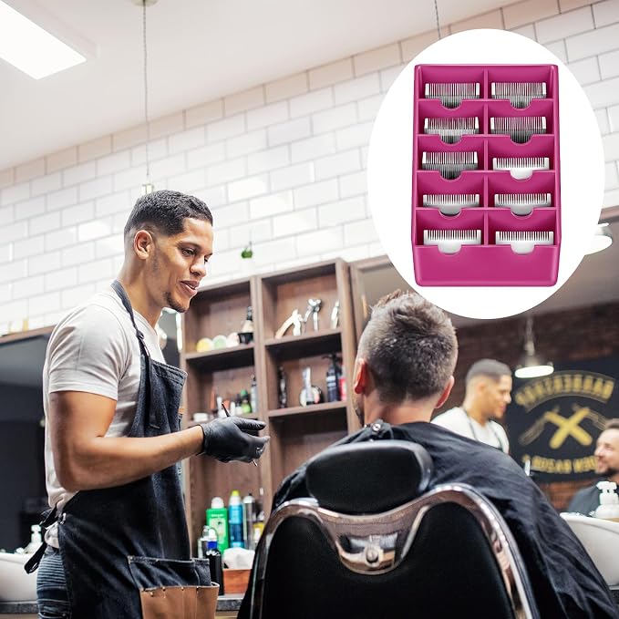 4 Pack Pink Clipper Blade Holder 10 Slot Clipper Razor Blade Rack Storage Tray Caddy Grooming and Barber Holder Organizer Case and Stylist Station Accessories