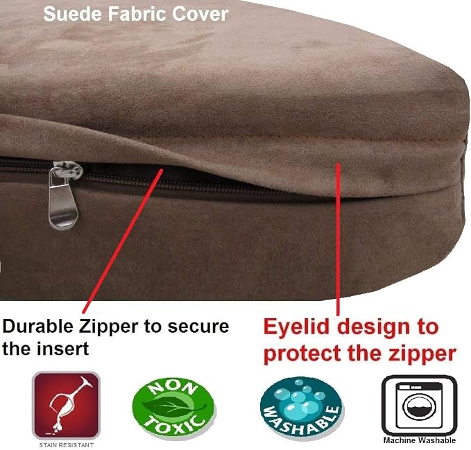 Dogbed4less Large Memory Foam Dog Bed for Medium Dogs, Orthopedic Comfort, Waterproof Liner and Suede Pet Bed Cover 41X27 Inch Pillow, Brown