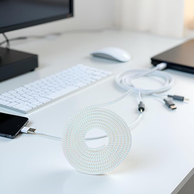 Spiral Cable Protector,Chargers Data Cable Protect Sleeve,Headphone Cable Saver for Phone Earphone USB Data Cableor for Prevent Pets from Biting The Cable Sleeves Cord Management (Laser White)