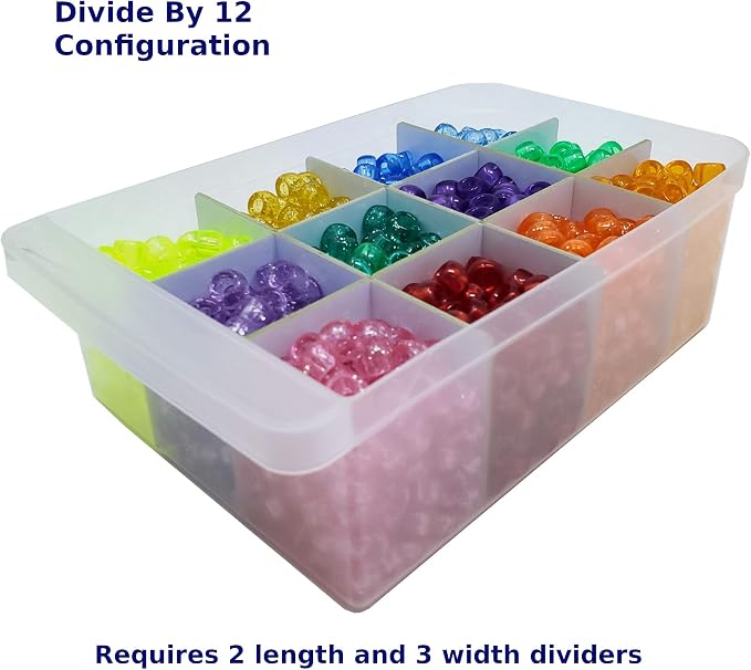 (4 Length + 4 Width Pieces) Large Drawer Configurable Dividers compatible with IRIS USA Plastic Storage Craft Cabinets (Dividers Only)
