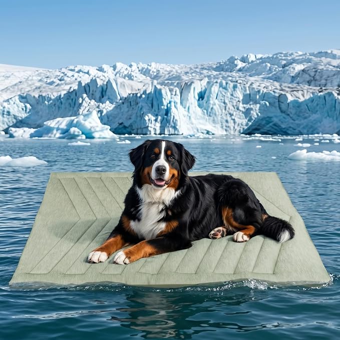 Cooling Mat for Dogs, 150x102cm No Gel Dog Cooling Mat, Cool Fabric Top & Velvet Back Giant Dog Blanket, Washable, Pet Cooling Mat for Dog & Cats, Summer Relief for Indoor Outdoor Crate Kennel