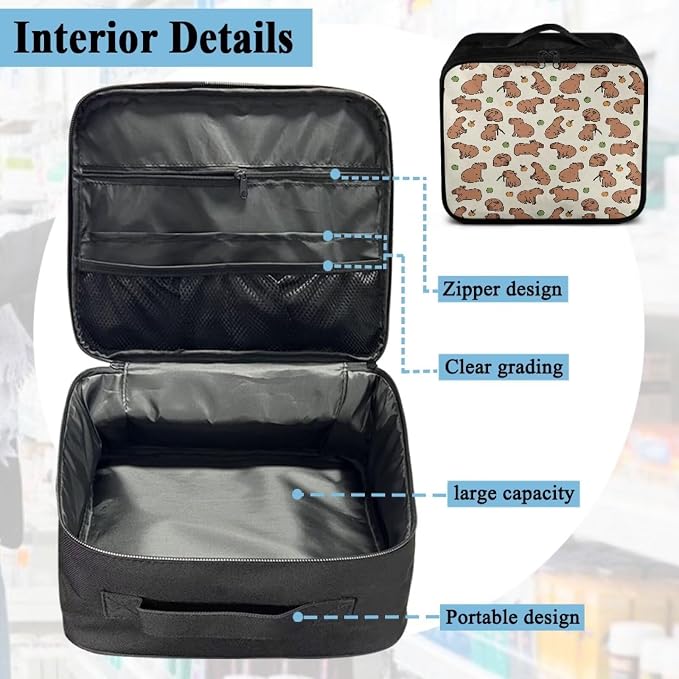 Empty First Aid Kit Capybara Theme Large Capacity First Responder Bag for Family Camping Trips and Car Safety Storage Includes Water-Resistant Lining Soft Interior Washable Exterior