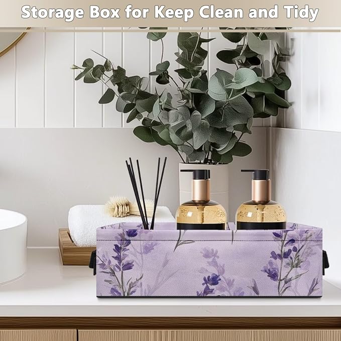 Purple Floral Toilet Paper Baskets for Back of Toilet, Bathroom Basket Toilet Roll Paper Storage Basket Paper Basket for Organizing Bathroom Decor
