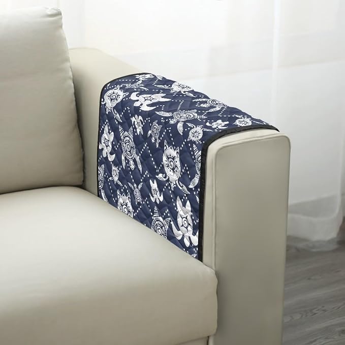 Sea Turtle Couch Arm Covers Stretch Armchair Cover, Anti-Stains Arm Chair Slipcover Washable Sofa Arm Covers Furniture Protector Cover Office Chair Armrest Protector