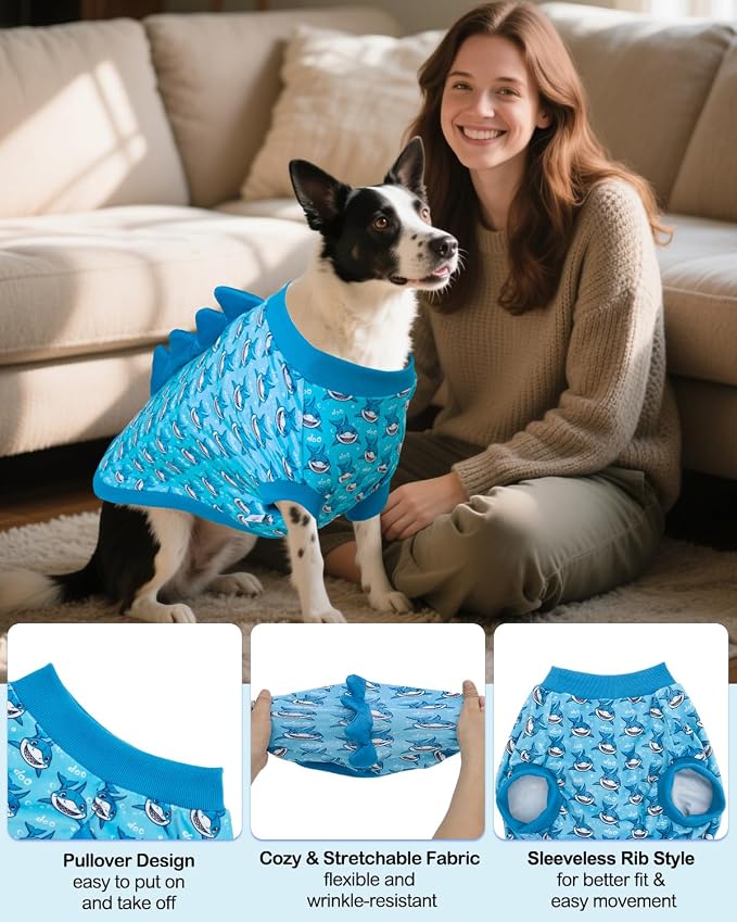 CuteBone Dinosaur Costume Dog Shirt, Stretchy Velvet T-Shirt Clothes for Medium Dogs, Soft & Breathable Pet Tee Outfit Frenchie Apparel for Daily Wear, Cozy Pullover Design Puppy Fashion COSBX04XXL