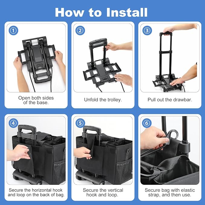 Housolution Rolling Cleaning Caddy Bag with Wheels, Black | Detachable Trolley, High Bearing & Waterproof, Multifunctional Using