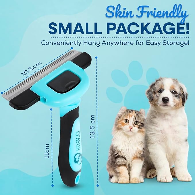 Sinko Deshedding Brush for Dogs & Cats, Pet Grooming Brush, Skin Friendly Deshedding Tool, Dog Brush for Shedding, Effectively Reduces Shedding by up to 95% for Short Medium Long Pet Hair (Blue)