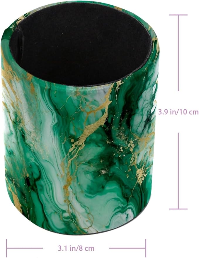 Green Marble Texture Pen Holder, Pencil Cup Marker Brush Holder Desk Storage Case, Desktop Organizer for School Office Home Supplies
