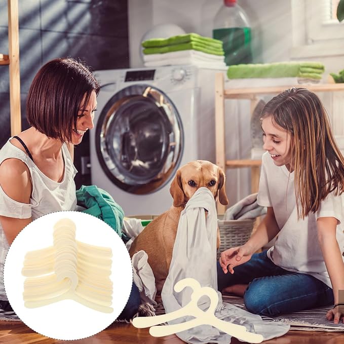 20Pcs Plastic Pet Clothes Hangers 7.48 Inch Dog Clothing Rack Portable Puppy Apparel Storage Organizer Lightweight Pet Clothes Hanging Rack