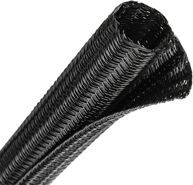 Wire Loom Tubing, 10ft Split Braided Cable Management Sleeve, Flexible Mesh Cord Protector Cable Sleeve for TV Computer (Black, 3/4")