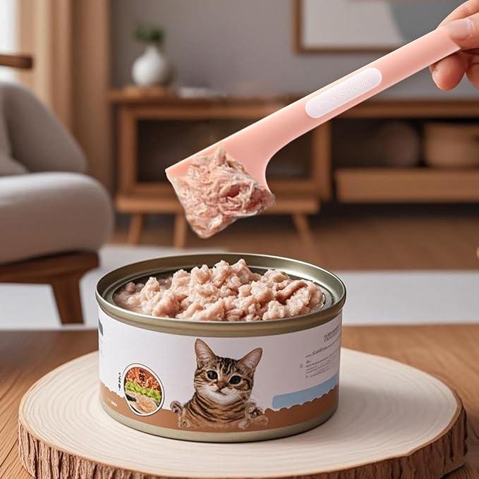 3 Pcs Dog Cat Food Scoop Pet Supplies Silicone Canned Spoon for Cat Dog Feeding and Wet Food Storage, Pink Gray Green