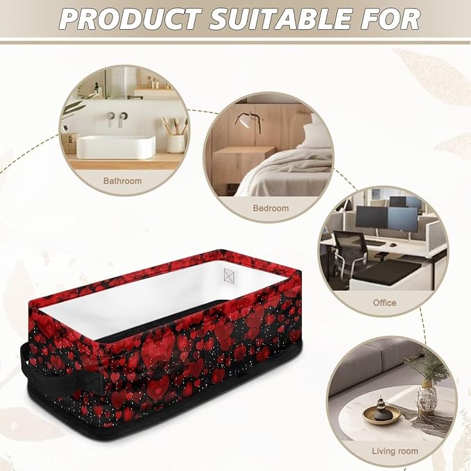 Valentine Heart Toilet Paper Basket,Bathroom Basket Decorative Shelf Bin Organizer for Toilet Tank Topper Countertop Shelves, Decor for Bedroom Living Room