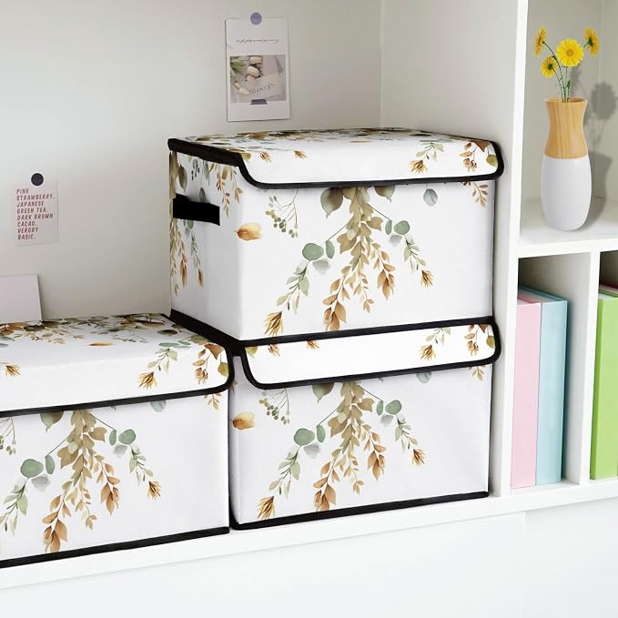 Stackable Clothes Storage Bins with Lids 3 Pack | Closet Organizers, Fabric Box, For Blanket Clothes, Under Bed Storage Containers