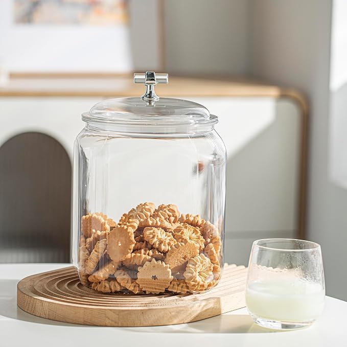 KEKEHOME 101oz Plastic Food Storage Jar with Airtight Seal Lid, Square Kitchen Counter Container for Cookies, Candy, Pasta, Dry Goods for Pantry Organization，3L