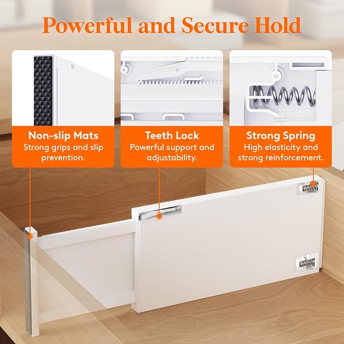 Lifewit 6" Tall Upgrade Drawer Dividers, Adjustable Deep Drawer Organizer | 13.5"-22" Expandable White Drawer Separator for Clothes, Dresser/Kitchen/Closet/Bedroom/Office Organization & Storage, 5 Pack