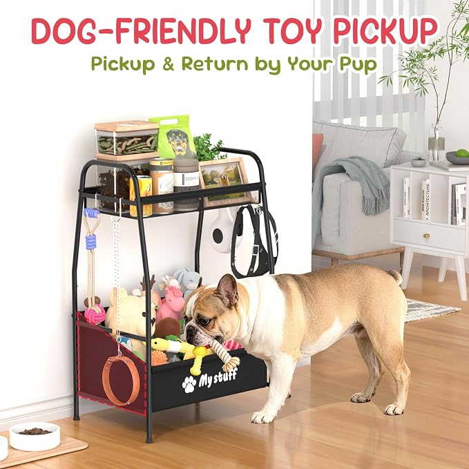 Kaiferty Large Dog Toy basket, Toy Box for Dogs, Pet Toys Bin Dog Metal Wire Basket for Toys, Food Storage, Storage Organizer Chest Storage, Toy Box for Living Room Area (Black)