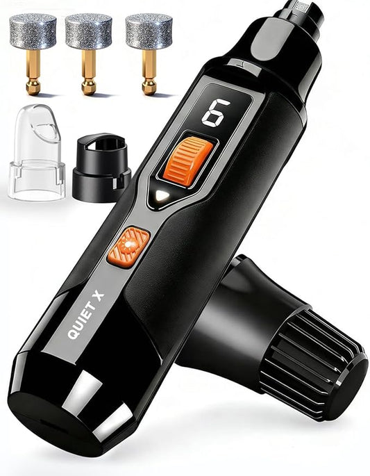 Quiet X 20dB Whisper-Quiet Dog Nail Grinder, No Vibration, 16000 RPM Constant Power Dog Nail Trimmer, Dual LED Lights, 7-Speed, Soothing Low Frequency Sound, for Small Medium Large Dogs