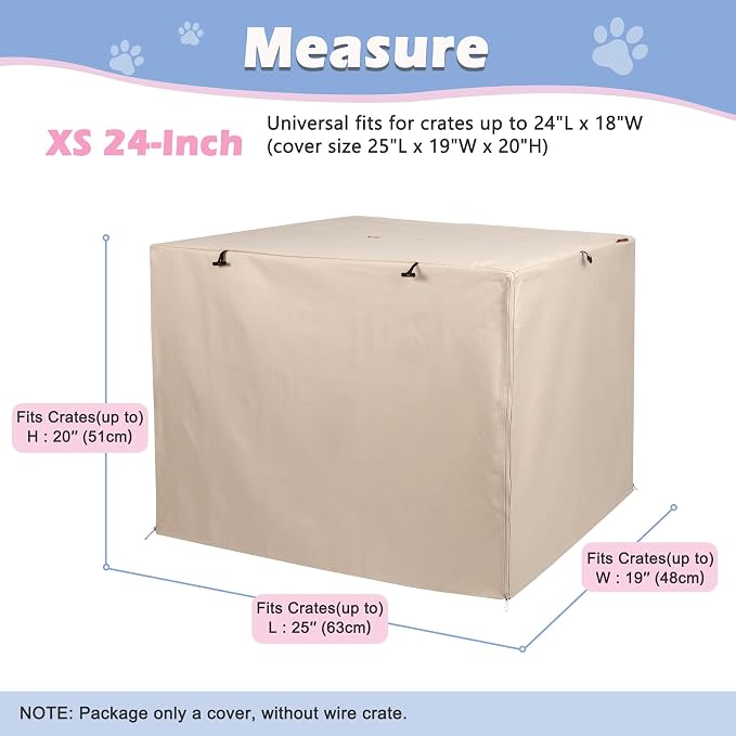 Deblue Dog Crate Cover, Durable Polyester Indoor Pet Kennel Cover | Fit for 1 2 Doors Standard Wire Cage 24.0"L x 18.0"W x 20.0"H Tan