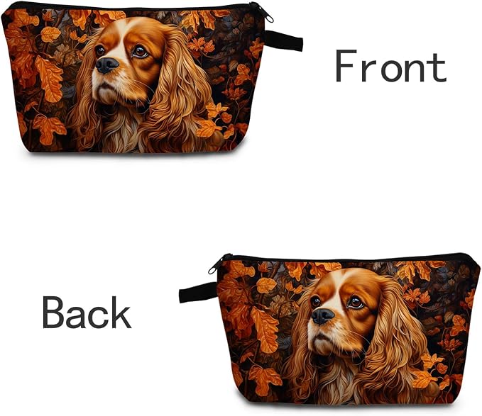 Cavalier King Charles Spaniel Makeup Bag for Women Travel Cosmetic Organizer Bag Teacher Appreciation Gifts Small Zipper Toiletry Bag
