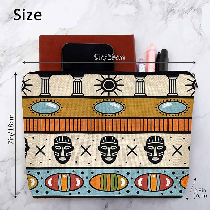 African Pattern Cosmetic Bag - Tribal Ethnic Makeup Toiletry Bags for Women