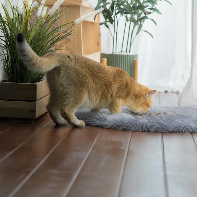 Fluffy Cat Bed Mat 19.6"x31.4" Furry Small Dog Cats Cushions for Indoor | Grey Faux Fur Fuzzy Puppy Pads for Pet Sleep