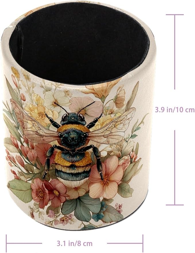 Bee Pen Holder, Pencil Cup Marker Brush Holder Desk Storage Case, Desktop Organizer for School Office Home Supplies