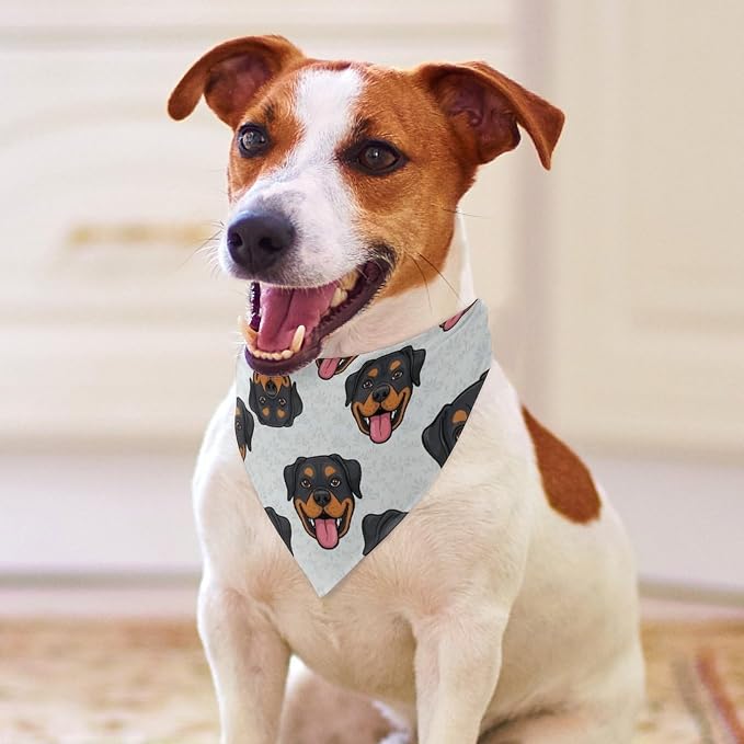 1Pcs Summer Rottweilers and Thistles Lightweight Comfy Triangle Scarf for Small to Large Pets Travel, Picnic, Party, Casual Daily Use