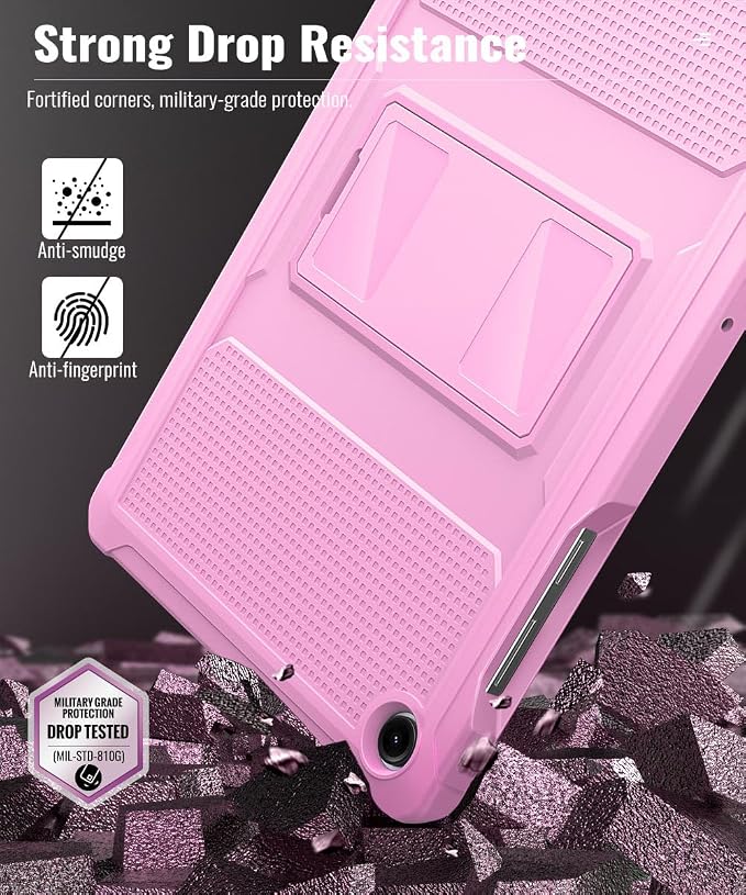 MoKo Shockproof Case Fit Samsung Galaxy Tab A11+ Plus/ A9+ 11 Inch | Full Body Rugged Stand Back Cover with Built-in Screen Protector for Galaxy Tab A11+/ A9+ Tablet, Flowers Pink