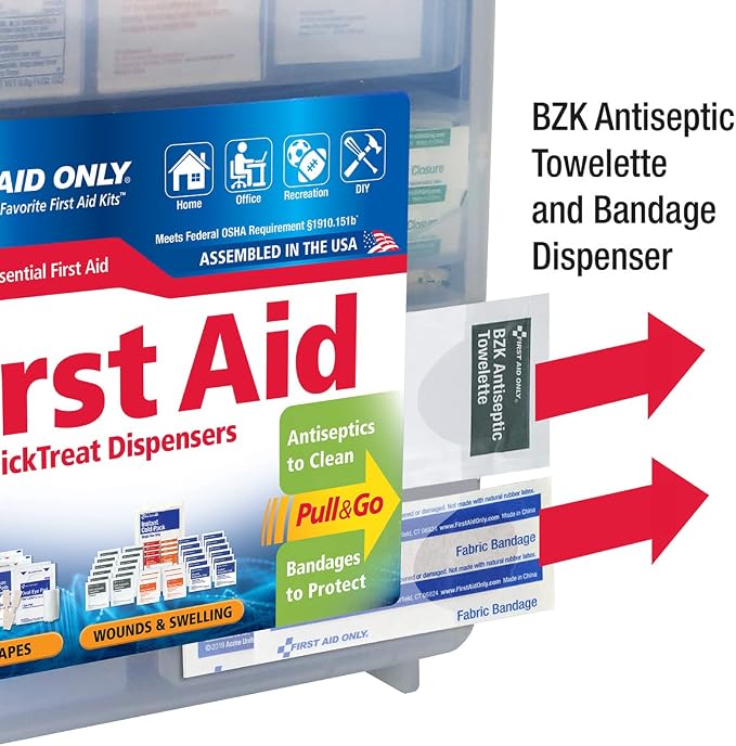 First Aid Only 91268 QuickTreat Dispenser Emergency First Aid Kit for Home, Work and Travel, 352 Pieces (Pack of 5)