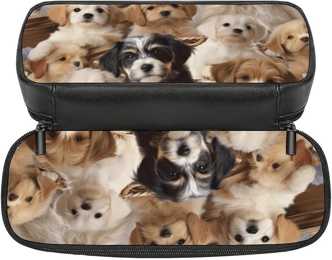 Cute Pet Dogs Pencil Case Portable Pencil Pouch Pen Bag Pencil Bag Makeup Bag Storage Bag Pencil Box Cosmetic Bag for Women Men Office