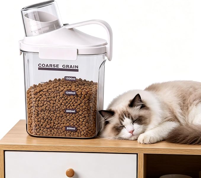 Visible Pet Keeper with Easy Carry Handle and Textured Base for Mobility and Stability Household Pet Supply Storage