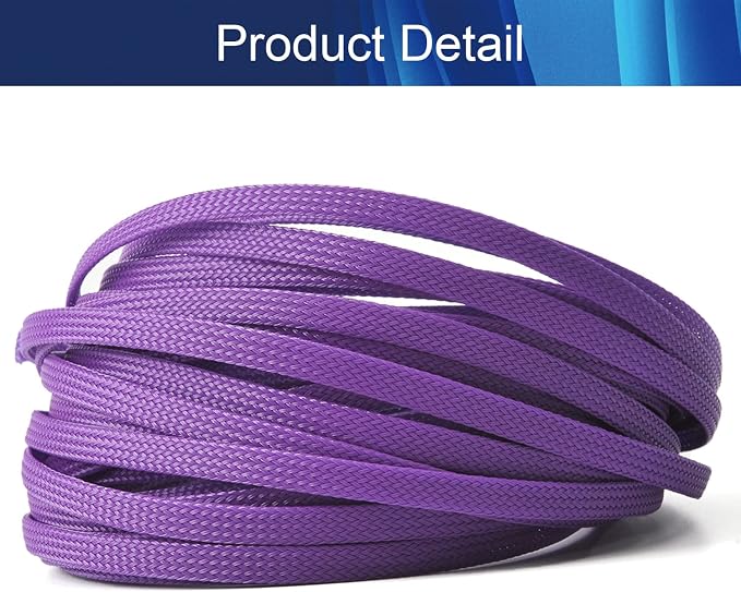 Jutagoss PET Expandable Braided Cable Sleeve, 32.8ft - 1/4 inch Purple Cable Management Sleeve, Wire Loom Tube Cord Protector for USB Cable, Power Cord, Audio Video and More, 1Pc