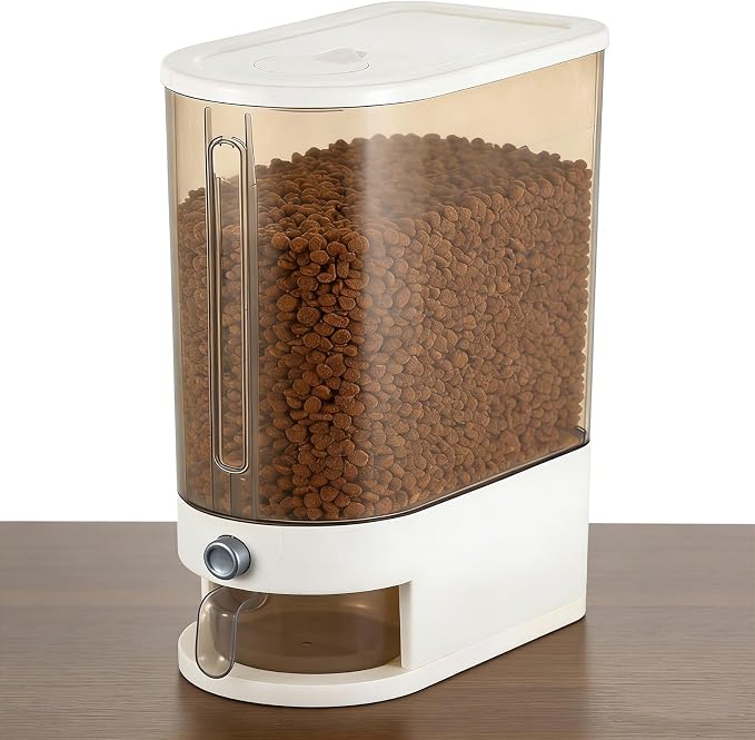 Pet Food Storage Container with Lid & Scooper Press to Dispense Clear Airtight Cat Food Storage Container Dog Food Storage Container BPA Free Store Dry Food Dog Treat Container for Kitchen Pantry