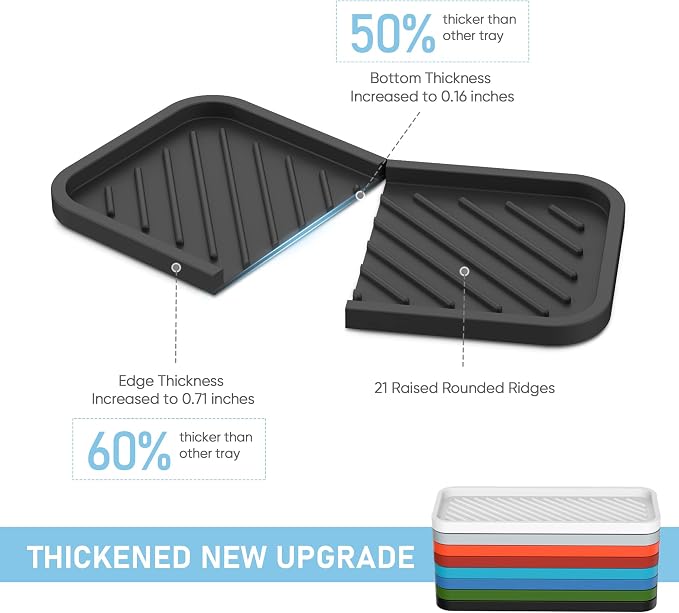 Silicone Sponge Holder-Large Thick Durable 10" Sink Organizer Tray-Kitchen