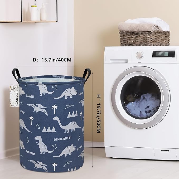 Storage Bin Foldable Nursery Organizer Basket Blue dinosaur | Foldable with Waterproof PE Coating Organizer Bin for Kids Boys and Girls,Office,Bedroom,Clothes