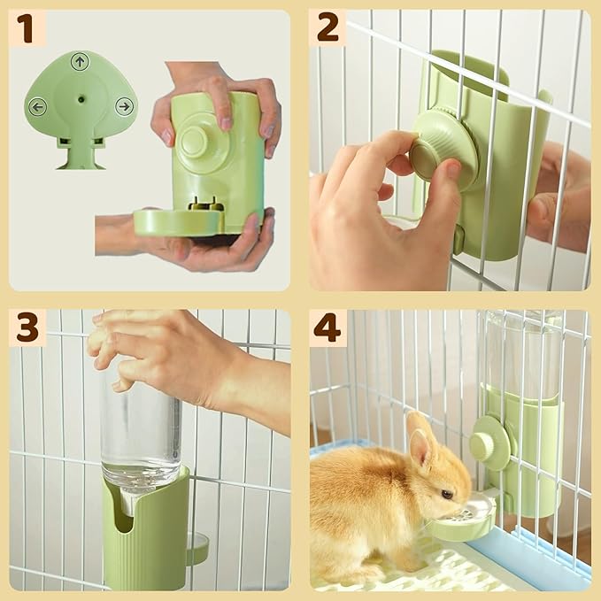 Rabbit Water Bottle, 600ml/21oz Hanging Water Dispenser Feeder Cage Crate Hutch Bunny Puppy Cat Chinchilla Ferret Guinea Pigs Squirrel Hedgehog (Blue)
