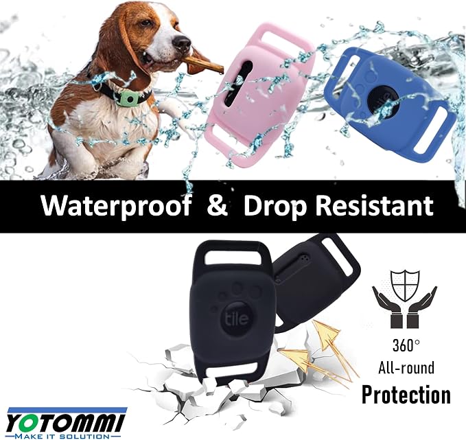 Silicone Case for Tile Mate 2024,Mate 2022 for Dog Collar, Protective Cover Sleeve for tilemate Finder for cat pet Necklace Dropper, Secure tag Holder for Bag (Black,Green,Pink,Blue,4Pack) | silm protective cover sleeve for tilemate finder for cat belt...