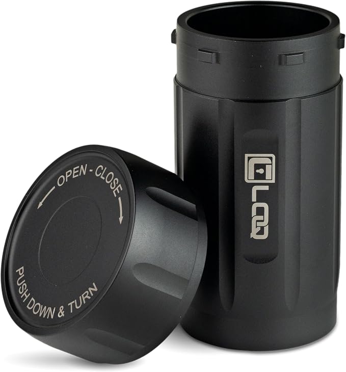 TXD120 Airtight Storage Jar and Smell Proof Container Keeps Herbs Fresh for Months, 120ml, Black Body, Black Cap