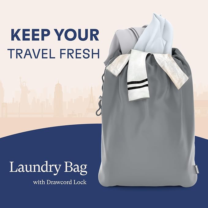 Shacke 5 Set Packing Cubes for Travel with Laundry Bag (Charcoal Gray) | Suitcase Organizer Bags Set: 4 Water-Resistant Luggage Cubes, XL to Small, + Laundry Bag for Carry-On or Checked