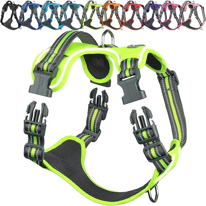 VIVAGLORY No Pull Dog Harness Vest Harness, S, Bright Yellow - Patterned | with Handle Front and Back Clip for Training & Pulling, No Pull & Escape Proof Padded Adjustable for Pet Puppy
