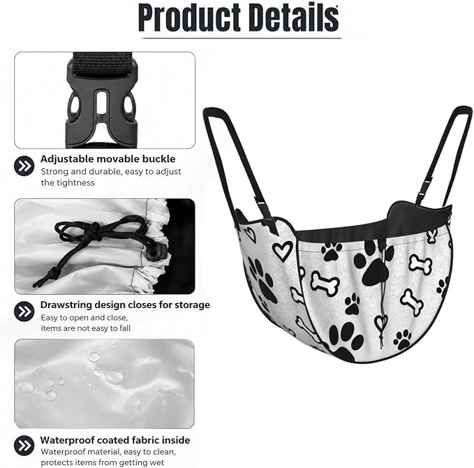 Bones and dog paws Car Seat Organizer-Backseat Storage Bag for Travel | Waterproof Durable. Holds Snacks Gear Essentials. Fits Most Cars.