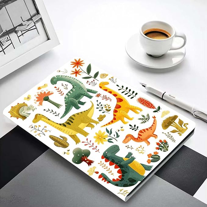 for Samsung Galaxy Tab A9 8.7 Inch 2023 (SM-X110/X115/X117) Tablet Case,Premium Leather Folio Stand Auto Wake/Sleep,Multiple Viewing Stand,Cartoon Funny Dino