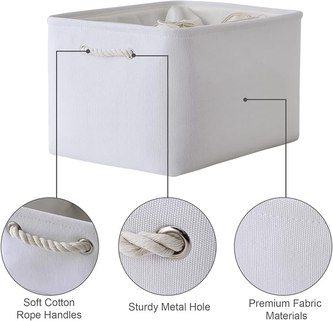 Organization and Storage Basket for Shelves - Extra Jumbo 3 Pack 20.5x15.8x13.8 inch Cube Storage Bins for Toy Closet Box Home Organizer Gift (White)