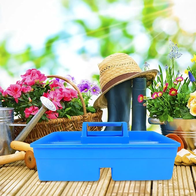 DOITOOL Portable Divided Tote Organizer Box for Veterinary Tools, Hard Plastic Storage Case with Handle, Multiuse Organizer for Farm and Livestock Supplies, Blue