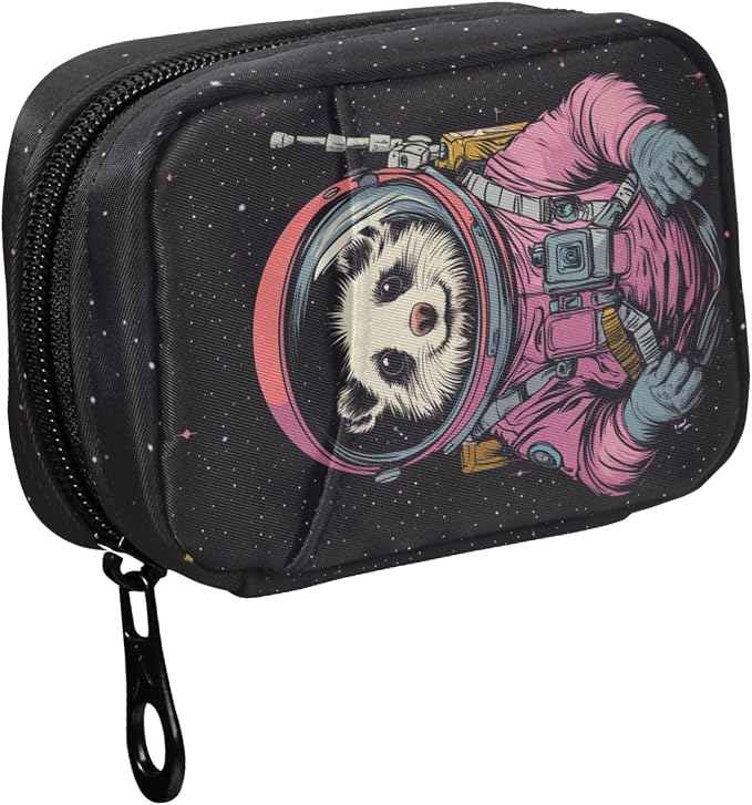Fustylead Cute Hamster Animal Astronaut Pill Organizers 2 Times A Day Pill Case Bag with Zipper Portable Weekly Pill Dispensers for Vitamin Supplement